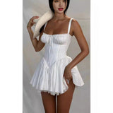 Fish Bone Sling Dress Summer Ballet Dopamine Wearing Sweet Waist Small White Dress