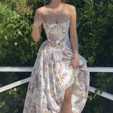 Sex-Emotional Casual Slings Elegant Print-Docked Back Dress HZ0628