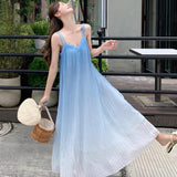 Seaside Resort Sling Dress Women's Summer Loose Temperament Beach Dress