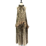 Production Of 25 Spring And Summer Seven-Summer Feathers Decorated Hanging Neck Strapped Sleeveless Dress