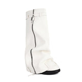 Cowboy Boots 2025 Autumn And Winter Single Buckle With Decorative Sleeves Pipe Boots Showing Thin High-Sleeve Knight Boots High Quality Shoes