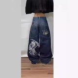 New Y2k High Street Gradient Loose Straight Jeans Men And Women's Same Trendy Jeans DJPT
