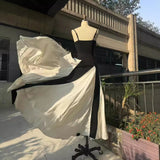 High-End Black And White Style Dress Body Slim Thin Sling Skirt Swing Tall Drag Skirt