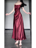 Sheath Spaghetti Straps Christmas Dress Burgundy Prom Dresses Birthday Outfits SD1167