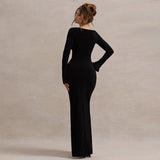 Autumn 2025 New Bag Ass Dress Temperament Sexy Body-Slanted Shoulder Open Skirt Dress Woman DJPT