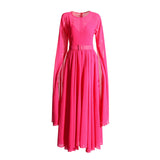 Elegant Style Dress 2025 Spring New Round Horn Sleeves Big Swing Dress Dress Woman