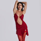 New Spring Women's Sexy Hottie Sleeveless Sling Net Bare Umbilly High Waist Repair Dress DJPT