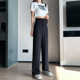 Suit Pants Women Spring And Autumn New Straight Loose Pendant High Waist Broad Leg Pants Hanging Summer Trousers Thin Trend DJPT