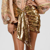 Women's Dress Gold Lily Tregular Short Skirt Babes Skirt