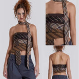 London Hottie Sexy Side-To-Shoulder Print Wrap-Up Zipper Collared Collared Woman DJPT