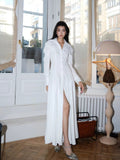 Sanguan Light Luxury Niche 2025 Early Spring White Long-Sleeved Shirt Dress Slimming Dress Dress