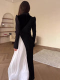 Autumn Fashion Temperament Long-Sleeved Splicing Design Folding Fake Two-Piece Dress