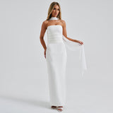 Women's Breasts And Waist-Waisted Long Skirt Gloves Hanging Neck Ribbon Set DJPT