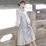 Design Frosting Chinese Wind Improvement Chinese Elements Cheongsam Half Skirt Set 8908