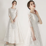 Dress 2025 New White Fashion Long Slim Slim Elegant Banquet Host Fashion Dress