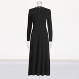 Famous Style Dress 2025 Summer New Round Collar Knitted Waist Solid Color Dress Woman