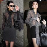 Zhao Sanguan With The Same White-Point Transparent Shirt 2024 New Retro Tie Tie Top