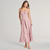 Women's Clothing In Front Of The Sleeveless Breast Strap Slings Broken Flowers Fork Dress DJPT