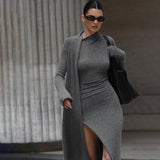 Knitted Long Sleeve Sexy Open Fork Ken Bean With The Same Body Dress In Summer Babes Dress DJPT
