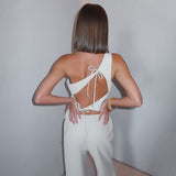 Women's Solid Color Sleeveless Sleeveless Back Strap Strap Strap Strap Trousers Set DJPT