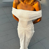 Autumn 2025 New Small Scented Elegance Elegance Knitted Shoulder Shrinking Dress DJPT