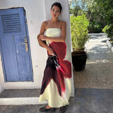 Women's Clothing 2024 Summer New Printed Chest Exposed High-Rise Dress DJPT