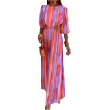 Women's Summer Collar Half-Sleeved Back Strap Sexy High-Waist Tie Dye Dress
