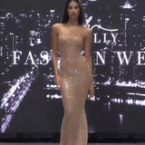 Feeling Nude Shiny Piece Hanging Dress High-End Light Luxury Niche Banquet Birthday Sexy Dress Dress Dress