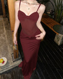 Women's Sleeveless Backs Folding Lace Splicing Dress DJPT