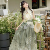 Early Morning Time Hanfu Women's Chinese Style Improve The Chinese Elements Of The New Chinese Top Skirt Dress Set 9548