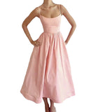 Summer New Women's Solid Color Low-Broth Sexy Bare Back Sling Dress