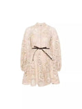 Autumn And Winter Australian Trendy Brand Lin Yuner Star Of The Same Retro Hollow Lace Lantern Sleeve Dress