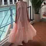 New Girl Feeling Solid Color Sweet Sleeveless Dress Dress Loose Age-Sensitive Atmosphere Long Dress