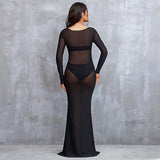 Women's Clothing Perspective High Elastic Net Round-Collar Repair Pregnant Woman Photo Photo Drag Floor Dress 1245 Maternity