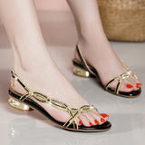 New Bohemian Fashion Sandals Women's Summer Leather Flat-Soled Beach Shoes Anti-Slip Crystal Women's Shoes High Quality Shoes