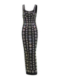Hottie Bag Hip Dress 2025 Summer New U Collared Back With Diamond Lady Hanging Dress Dress