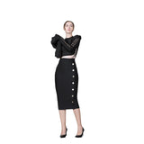 And Winter New Waist Slim Half Skirt Fashion Slit Buckle Long Skirt Slim Bandage Nepotism