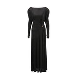 Elegant High-End Dress Dress 2025 Summer New Round Collar Kinestic Body To Collect Waist Long Dress Dress Woman