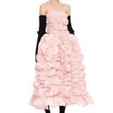 Spring Designer Fashion Fashion Fairy Pink Princess Wrinkle-Wrapped Chest Sexy Dress Dressȹ