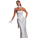 Temperament Waist Top Dress Slim Slim Square Collar Sexy Breast Half Skirt Suit Woman DJPT