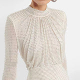 Autumn New Famous French Heavy Industry Hot Sleeve Long Sleeve White Top High Waist Thin Women's Half-Dress Suit