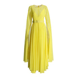 Elegant Style Dress 2025 Spring New Round Horn Sleeves Big Swing Dress Dress Woman