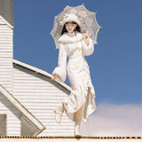 White Moonlight New Chinese Style Daily New Top Dress Autumn And Winter Set X166