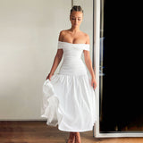 Women's Uniform Shoulder Simple Elegant Sexy Dress DJPT