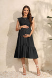 Summer Women's Flying Sleeves Folded Layered Short-Sleeved Dress Chiffon Pregnant Women's Dress Maternity
