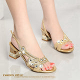 New Flat-Soled Sandals Women Wear High Heels Golden Water Drill Bohemian Diamond Beach Women's Shoes Coarse High Quality Shoes