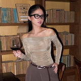 Trendy Brand Personality Shoulder Long-Sleeved Top 2025 Autumn New Women's Clothing DJPT