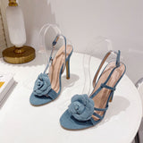 Flower High Heels 2025 New Fashion Thin-Heeled Sandals Ultra-High Heel Temperament Hollow Large Size High Quality Shoes