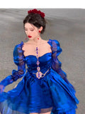 French High Low Sweetheart Christmas Dress Royal Blue Birthday Dresses Birthday Outfits SD1147