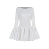 Autumn 2025 New Famous Style Style Musculiity Long-Sleeved Leafside Mini Dress Woman DJPT